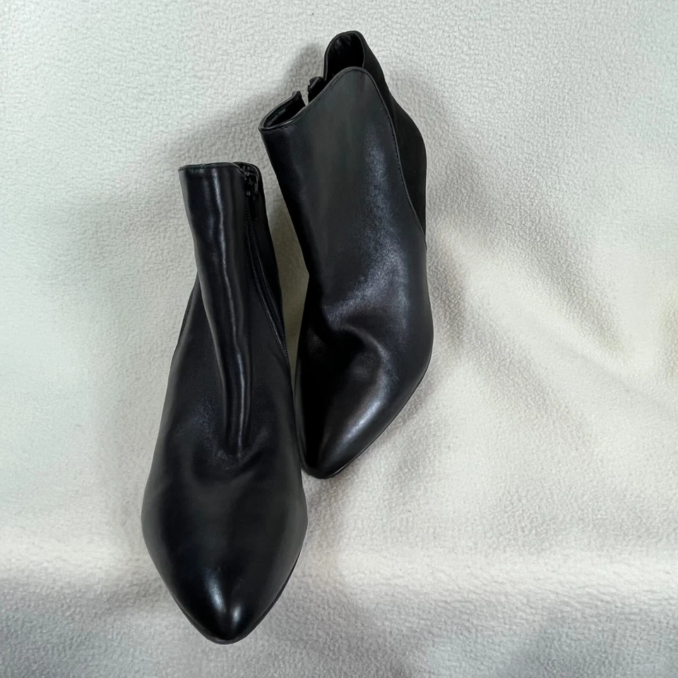 Женские черные кожаные ботильоны Alfani на среднем каблуке с боковой молнией на лодыжке размер 10 - Изображение 2 из 4