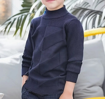 Jungen Freizeit Strickpullover - Viskose-Mischung Rundhalsausschnitt Pullover