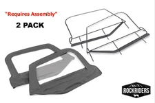 1997-2006 Wrangler TJ Soft Top Upper Door Windows with Frame Black Pair