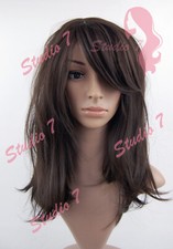 W201 Dark Brown Mid Length Sythetic Wig - studio7-uk 