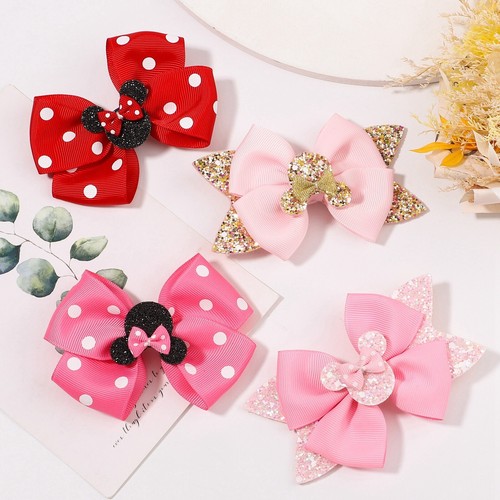 12 Pcs 4" Girls Grosgrain Ribbon Boutique Hair Clip Hair Bows For School Girls - Picture 3 of 9