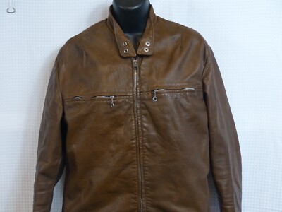 Vintage 70s AMF Harley Davidson Cafe Racer Motorcycle Jacket Brown Moto size 38
