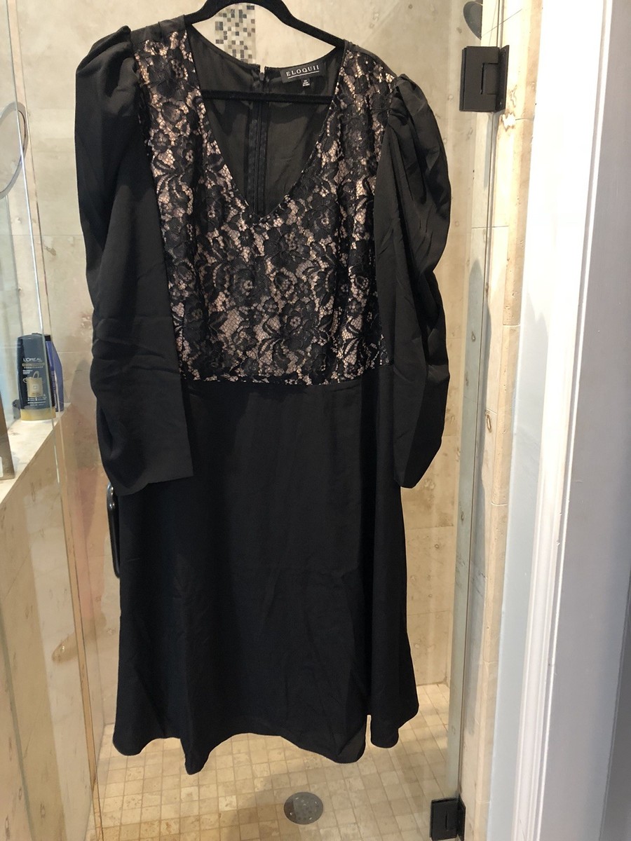 eloquii black dress ELOQUII Elements Women's Plus Size Dolman Sleeve Ruched Dress