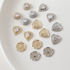 4pcs CZ Pave Heart Charm,Cubic Zirconia Love Heart Pendant,Zircon Charms