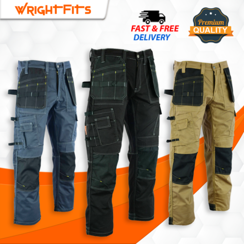 Mens Cargo Combat Work Trousers Size 30 to 42 Black Grey Khaki Builder trouser - Afbeelding 1 van 35