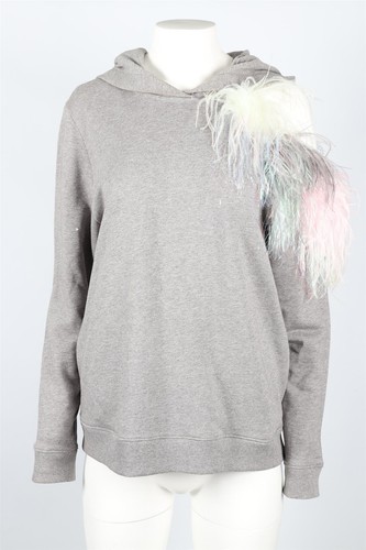 CHRISTOPHER KANE GREY FEATHER AND COTTON HOODIE SMALL - Picture 2 of 5