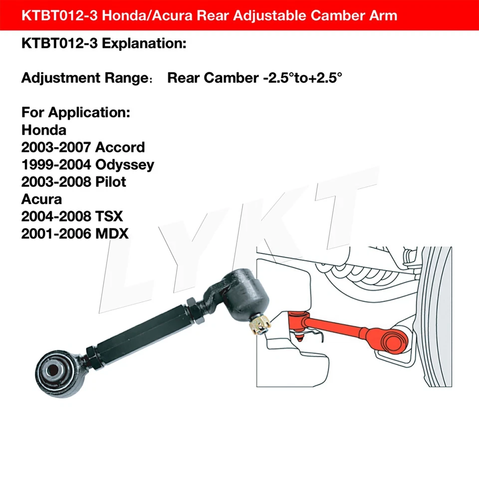 LYKT 2pcs Adjustable Rear Camber Control arms Kit for Honda Accord 03-07 Foto 2 de 4