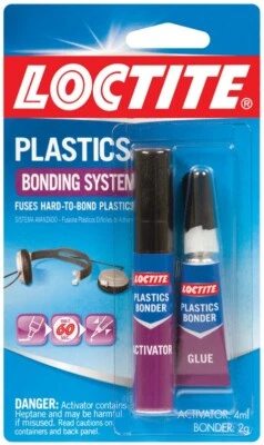 LOCTITE Plastics 2pc Bonding System Super Glue Metal Leather Ceramic Wood 681925
