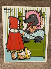 Vintage PLAYSKOOL 12pc LITTLE RED RIDING HOOD Wooden Puzzle 290-08