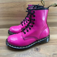 Dr Martens Womens Boots 5 Hot Pink Patent Leather Lace Up Combat 1460