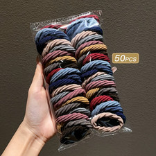 50Pcs Girl Mixed Color Simple Hair Ties Hair Accessories