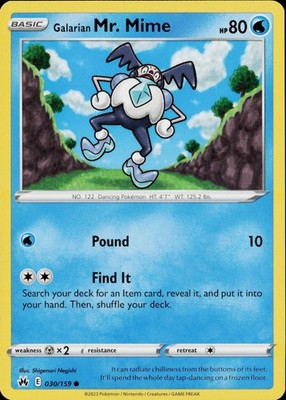 Galarian Mr. Mime CRZ SWSH: Crown Zenith #030/159 Common NM