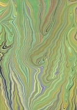 Beautiful Green Hand Marbled Paper 15 x 22" for Bookbinding, Restoration