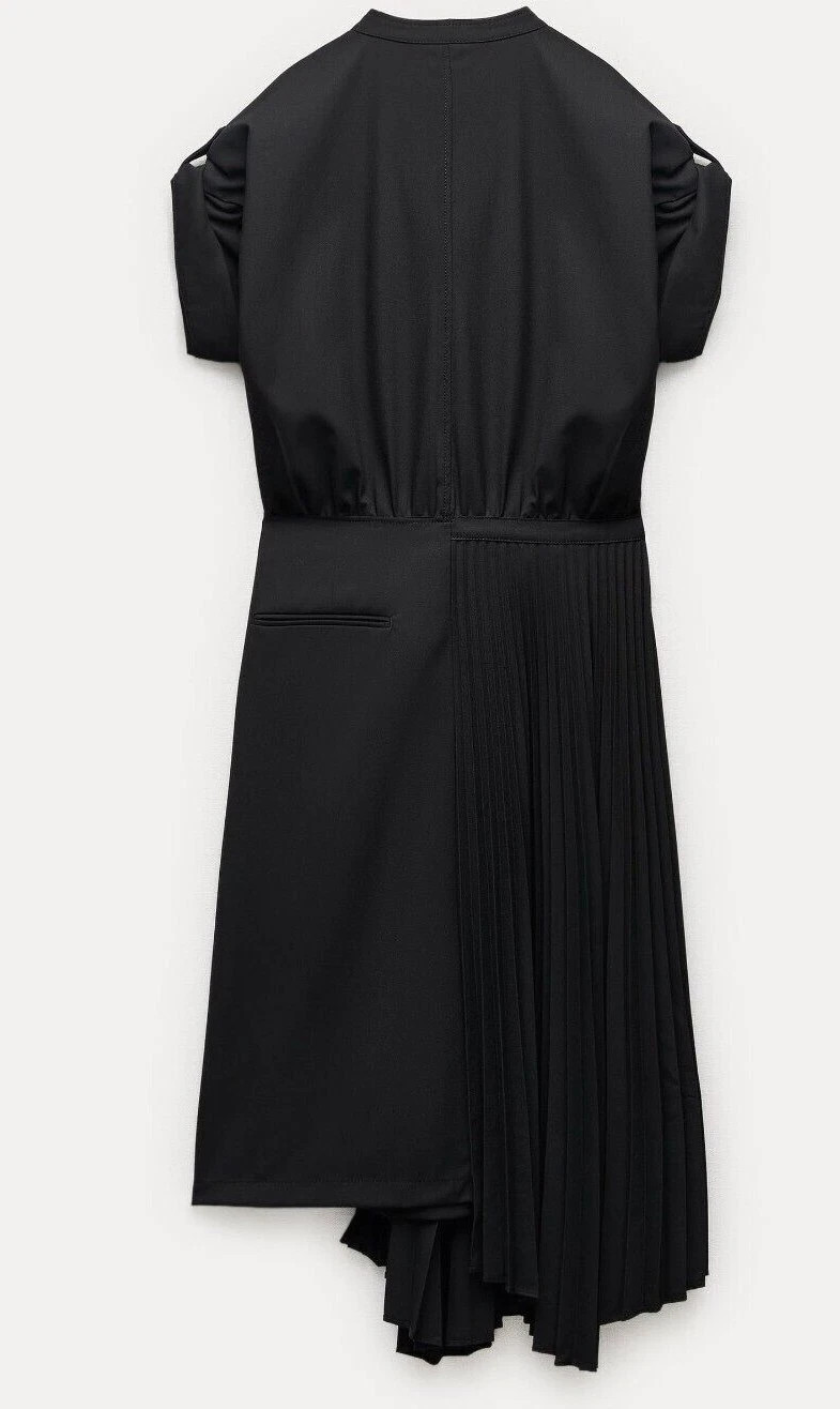 ZARA WOMAN SIZE M MIDI ZW COLLECTION DRESS WITH PLEATED SKIRT BLACK 4786/339 NEW thumbnail 9