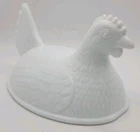 Vintage Indiana White Milk Glass Hen TOP ONLY 6” * *NO NEST*