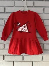 Vintage Arkansas Razorbacks Toddler Cheer Dress Long Sleeve Red 2T Football