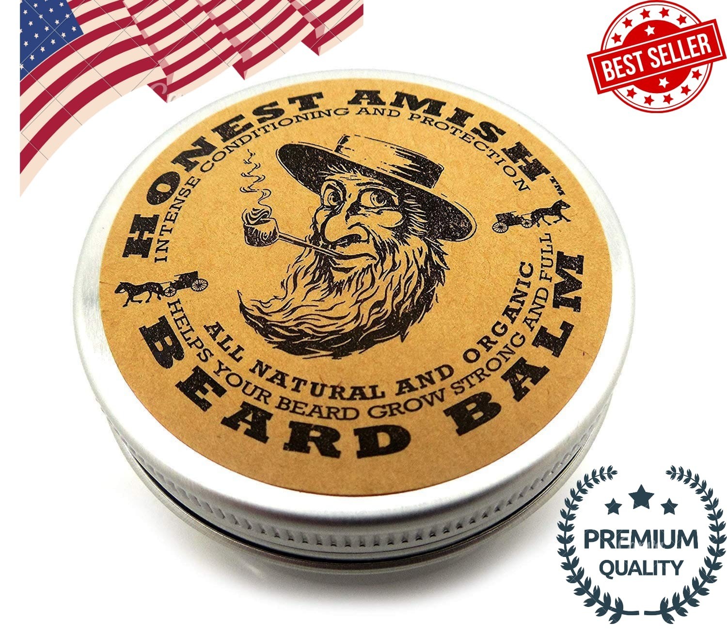 Honest Amish All-Natural Beard Balm Leave-in Conditioner for Soft Healthy Hair