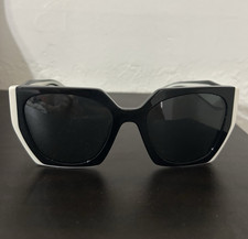 PRADA SPR 15W Women  s Rectangle Sunglasses Black Frame Black Tinted UV400 140mm