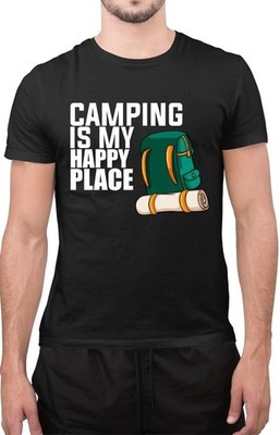 Lustiges Tumblr-T-Shirt Camping ist mein glücklicher Ort Sommerurlaub Neuheit