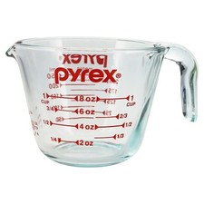 2 PK - Pyrex 1 Cup Clear Measuring Cup with Red Graphics Oven Safe Made in USA