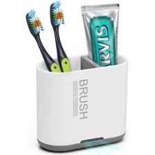 Toothbrush and Toothpaste Holder with Detachable Divider Bathroom Countertop