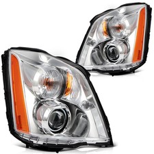Chrome Amber Pair Hid Projector Headlights Assembly For Cadillac Dts 2006-2011