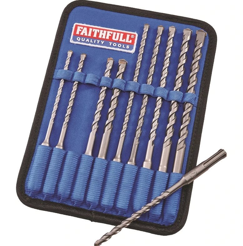 SDS Plus Masonry Drill Bit Set - 10 Piece - Faithfull Quality Tools
