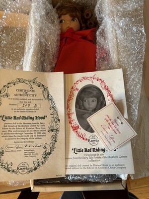 Vintage Little Red Riding Hood Porcelain Doll Edwin Knowles #76171 1988 Orig Box