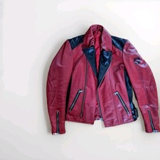 Harro Damen Frauen Lederjacke Rot-Schwarz, Größe 90, M, Motorrad Vintage Retro 