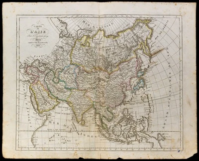 1835 - Carte géographique ancienne de l'Asie - Gravure ancienne - Photo 1/4