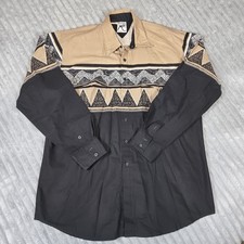 Roper Shirt Mens XL Western Pearl Snap Aztec Southwest Long Sleeve Navajo vtg