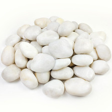 40Lbs Large River Rocks for Landscaping, 3-4" White Pebbles for Garden Design, H