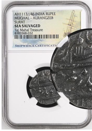 AH1113/46 India Rupee Mughal Empire Taj Mahal Treasure Shipwreck Coin NGC Graded