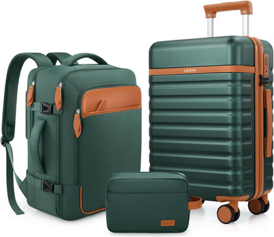 3-Piece Luggage Set 20'' Carry On Spinner Hardside Suitcase w/ TSA Lock Green