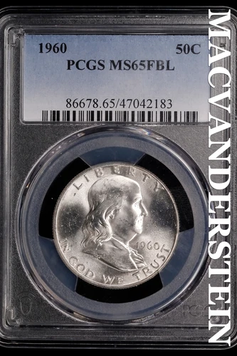 1960 Franklin Half Dollar-PCGS MS 65 FBL Ch Gem BU No Reserve #SLL490