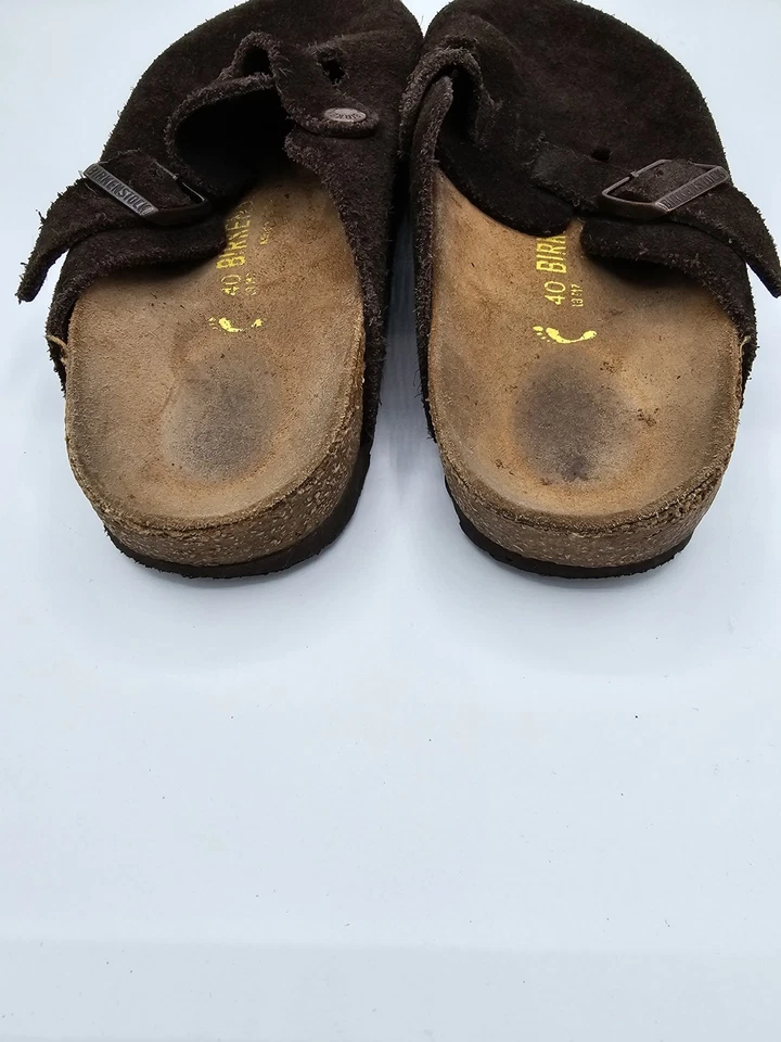 Chinelo Feminino Birkenstocks Camurça Marrom Tamanho 8.5 Usado - Imagem 4 de 4