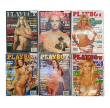 2001 Playboy Lot Of 6 Magazines Centerfolds Retro Man Cave Risque Sexy Gift Art