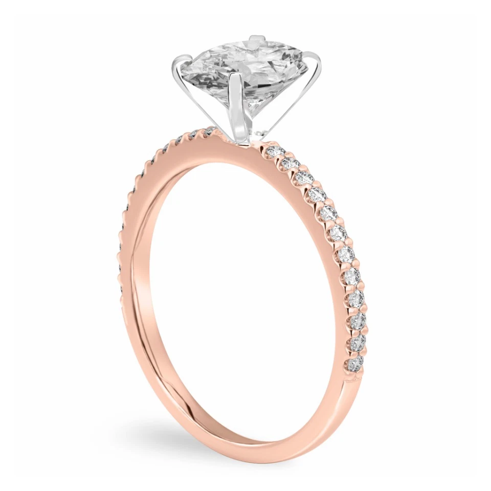 Diamond 18k Rose Gold Ring For Women Lab Grown Oval 1.25 Carat IGI Certified - Image 3 of 4