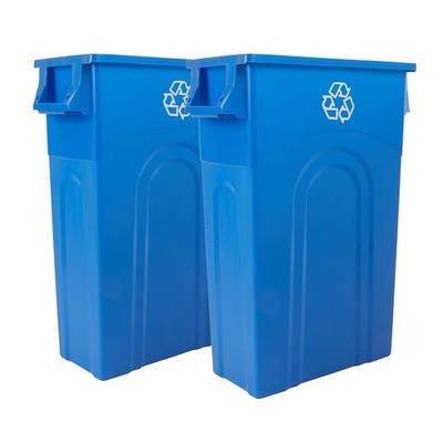 United Solutions Highboy Recycling Container, 23 Gallon, 2 Pack, Recycle Blue 