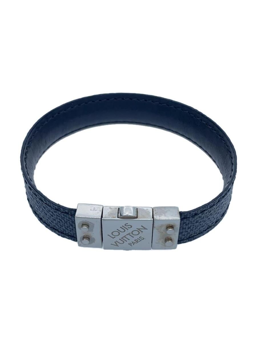 LOUIS VUITTON Bracelet Brass Check it BLK Leather Black