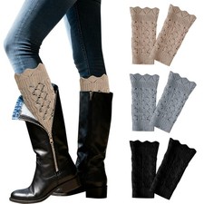 3 Pairs of Womens Short Boots Socks Knitted Boot Cuffs Topper Socks Winter Le...