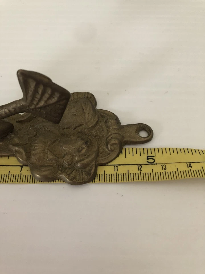 Vintage Brass Sea Serpent Dragon Two Faces Key Holder  Wall Hook Mount x 2 - image 3 of 4