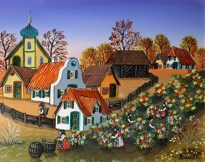 Anton Kowalski - Weinernte im Herbst - Naiv. - Bild 1 von 4