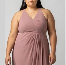 Azazie Homecoming Dress Mauve Ruched Evening Gown Size 18 / 64” Long