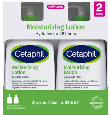 Cetaphil Moisturizing Lotion, Dry to Normal Sensitive Skin, 20 fl oz, 2-count