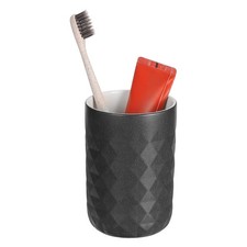 Ceramic Toothbrush Holder, 10 oz Diamond Texture Bathroom Tumbler Cup, Black