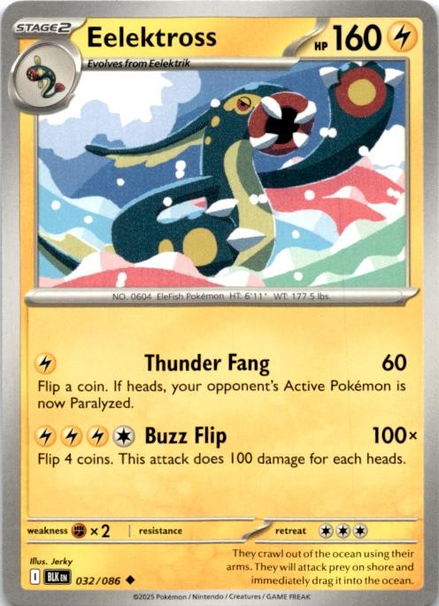 Eelektross 032/086 Uncommon Black Bolt Pokemon Near Mint