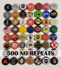 500 Beer Bottle Caps ((NO REPEATS)) Crimped Crown Caps