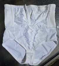Vintage High Waist WHITE SATIN Floral Design 2XL Pantie Girdle Shapewear
