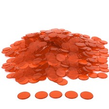 Orange Bingo Chips, 500 Pieces 3/4-Inch High-Contrast Transparent Counting Ch...